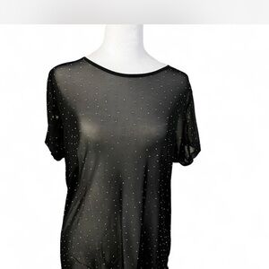 Elegant Black Sheer Studded Women's Top